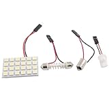 Amico White 24 LED Panel 5050 SMD Dome Light Lamp + T10 BA9S Festoon Adapter