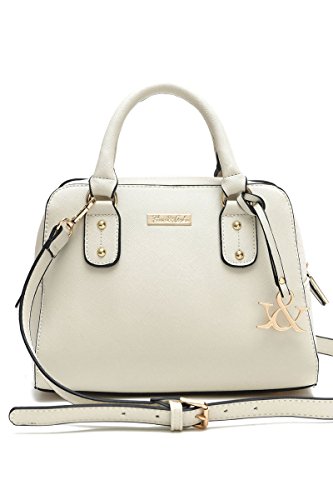 lcolette Classic Solid Structure Top Handle Satchel Bag With Strap hna187 (IVORY)