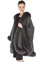 Cashmere Cape-Charcoal Gray Fox Trim