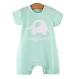 【SEBLES】ベビー 赤ちゃん ロンパース 肌着 半袖 無地 プリント コットン 綿 ナチュラル素材 初夏 夏 スナップ 象 ミルク 可愛い ユニセックス 男の子 女の子(タイプC,66cm)