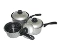 SILVER FINISH 3PC KITCHEN COOKWARE PAN SET