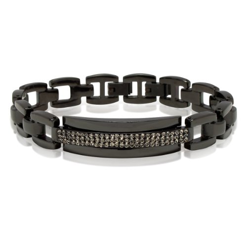 Bliss Republic Damen-Armband Glieder Edelstahl IP-Beschichtung anthrazit Glaskristalle wei Preisvergleich