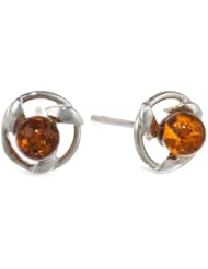 Sterling Silver Honey Amber Small Stud Earrings