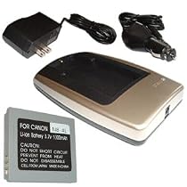 HQRP Replacement {COMBO} Premium Charger Set + Battery for Canon Digital Ixus 30/40/50/55/60/65/70/75/80, Ixus I, i7 Zoom, Ixus Wireless