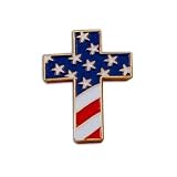 Christian Cross Special Design Pin with USA Flag