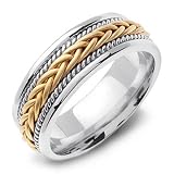 STELIOS 14K Two-Tone Braided White Gold Wedding Band Ring