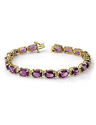 Genuine 22.6 ctw Amethyst Bracelet 10K Yellow Gold