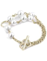 Charm Bracelet Pearl & Diamond Accented 14k Gold