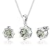 Jewelry : Exclusive Splendor: 10.00 carat Concave-Cut Snowflake Shape Green Amethyst Pendant Earring Set in Sterling Silver