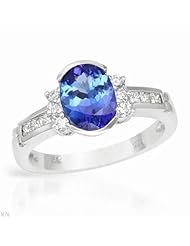 14K White Gold Tanzanite and Diamond Ring -- LIFETIME WARRANTY