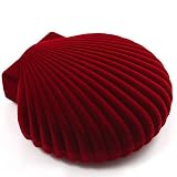 Large Burgundy Velour Shell Necklace Box