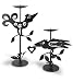 Curly Bird and Crow Metal Pillar Candle Holders - Set of 2
