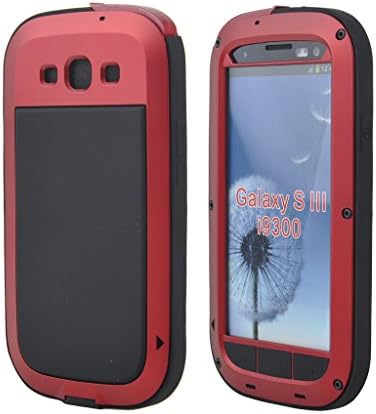 Galaxy S3 Case, COMC Galaxy S3 Metal case [Science Hybrid Premium Metal] Full-Body Aluminum Structures with Silicone - Extreme Water Resistant Dust/Dirt Shockproof / Dust Proof Military Heavy Screen Protector - Hard Aluminum Dual Layer Protective Case for Samsung Galaxy S3 / I9300 (Red)