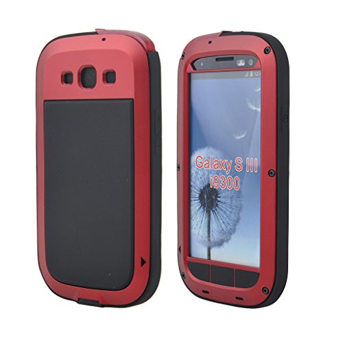 Galaxy S3 Case, COMC Galaxy S3 Metal case [Science Hybrid Premium Metal] Full-Body Aluminum Structures with Silicone - Extreme Water Resistant Dust/Dirt Shockproof / Dust Proof Military Heavy Screen Protector - Hard Aluminum Dual Layer Protective Case for Samsung Galaxy S3 / I9300 (Red)