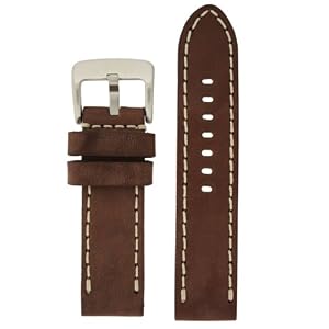Panerai Style Watch Band Thick Leather Like Original Heavy Buckle Brown 26 millimeter by Tech Swiss