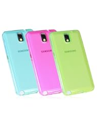 Home: OMIU(TM) 3PCs/ Pack (Blue/ Pink/ Green) Transparent TPU Rubber Clear Protective Skin Case Combo Compatible with Samsung Galaxy Note III N9000 - OMIU