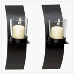 MODERN ART CANDLE HOLDER WALL SCONCE PLAQUE SET OF TWO
