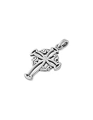 Sterling Silver Cross Pendant Gift Christian Love Faith Charm Pure 925 New 25mm with 1.5mm Ball Bead Chain