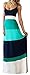 Abetteric Womens Bateau Neckline Elastic Waist Stripe Beach Maxi Dress
