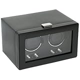 Wolf Designs Module 2.1 Heritage Double Watch Winder with Cover, Black