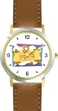 Toran Scroll No.3 Judaica Jewish Theme - WATCHBUDDY&reg; DELUXE TWO-TONE THEME WATCH - Arabic Numbers - Brown Leather Strap-Size-Large ( Men's Size or Jumbo Women's Size )