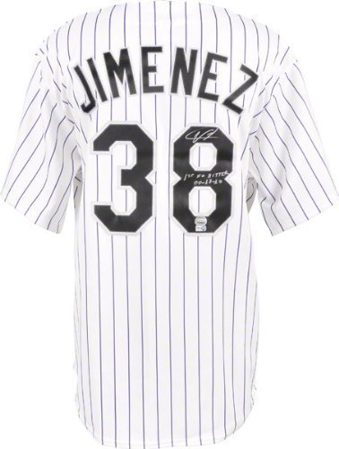 Ubaldo Jimenez Autographed Jersey | Details: Colorado Rockies, White, 1st No Hitter 4-17-10 Inscription
