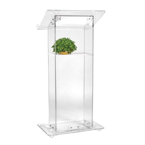 Non Sound Clear Acrylic Lectern with Shelf - Oklahoma Sound - 401S