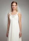 Davids Bridal Two Tiered Veil with Beaded Stitched Edge Style V981, Ivory