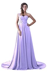 A-line Crystals Crystal Lace Beaded Chiffon One Shoulder Evening Dress/Prom Dress/Party Dress/Wedding Dress 