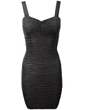 Strappy Textured Bodycon Short Dress-Black