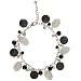 Handmade White Jade & Onyx Bead Charm Bracelet With Sterling Silver
