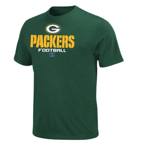 NFL Men's Green Bay Packers Critical Victory V Short Sleeve Basic Tee (Marine Green, Large)
