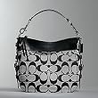 Coach Signature Zoe Shoulder Bag Black White