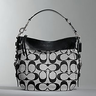 Coach Zoe Medium Signature Shoulder Bag - 12657 (Black & White)