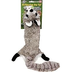 As Seen on TV "Crazy Critters" RACCOON Stuffing Free Dual Squeaking Dog Toy