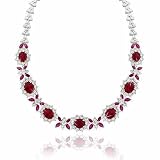 Estate Sterling Silver .925 Simulated Diamond Simulated Ruby Red cz Stone Necklace 16