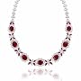 Estate Sterling Silver .925 Simulated Diamond & Simulated Ruby Red cz Stone Necklace 16"