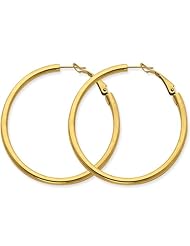 3mm, 14K Yellow Gold Omega Back Round Hoop Earrings, 45mm (1 3/4")