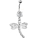 Clear Gem Dragonfly Dangle Belly Ring