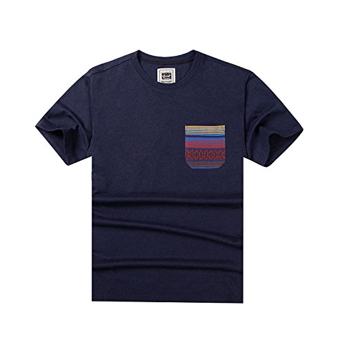 Men's Jacquard Pocket Crew-Neck T-Shirt Short Sleeve Tee Shirt Pocket Pocket Tee