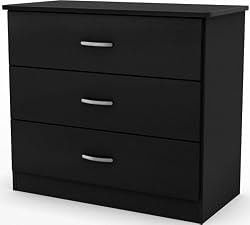 South Shore 3070033 LIBRA 3 Drawer Chest- Solid Black