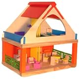 Wooden Dolls House with Furniture