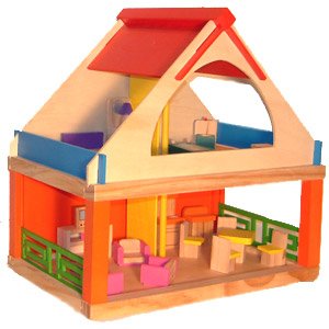 Childrens Toyshop  Toys : Wooden Dolls House with Furniture