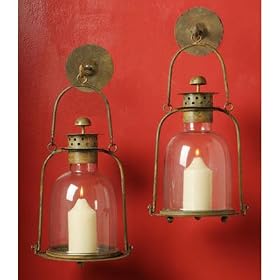Alta Vista Wall Lantern Hurricane- Pair Contemporary Iron Hanging Lantern