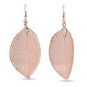 24 Karat Rose Gold Overlay Leaf Dangle earrings