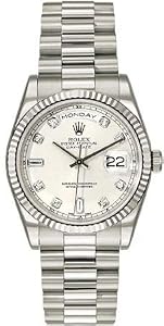 Rolex Oyster Perpetual Day-Date 18kt White Gold Diamond Mens Watch 118239WD