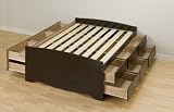 Prepac Espresso Tall Queen Platform Storage Bed (12-drawers)