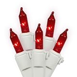 Set of 100 Red Mini Christmas Lights - White Wire