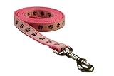 Small Pink/Brown Puppy Paws Dog Leash: 3/4