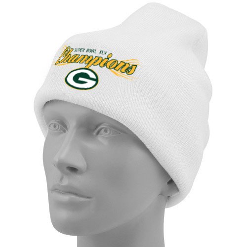 Reebok Green Bay Packers Ladies White Super Bowl XLV Champions Knit Beanie ()